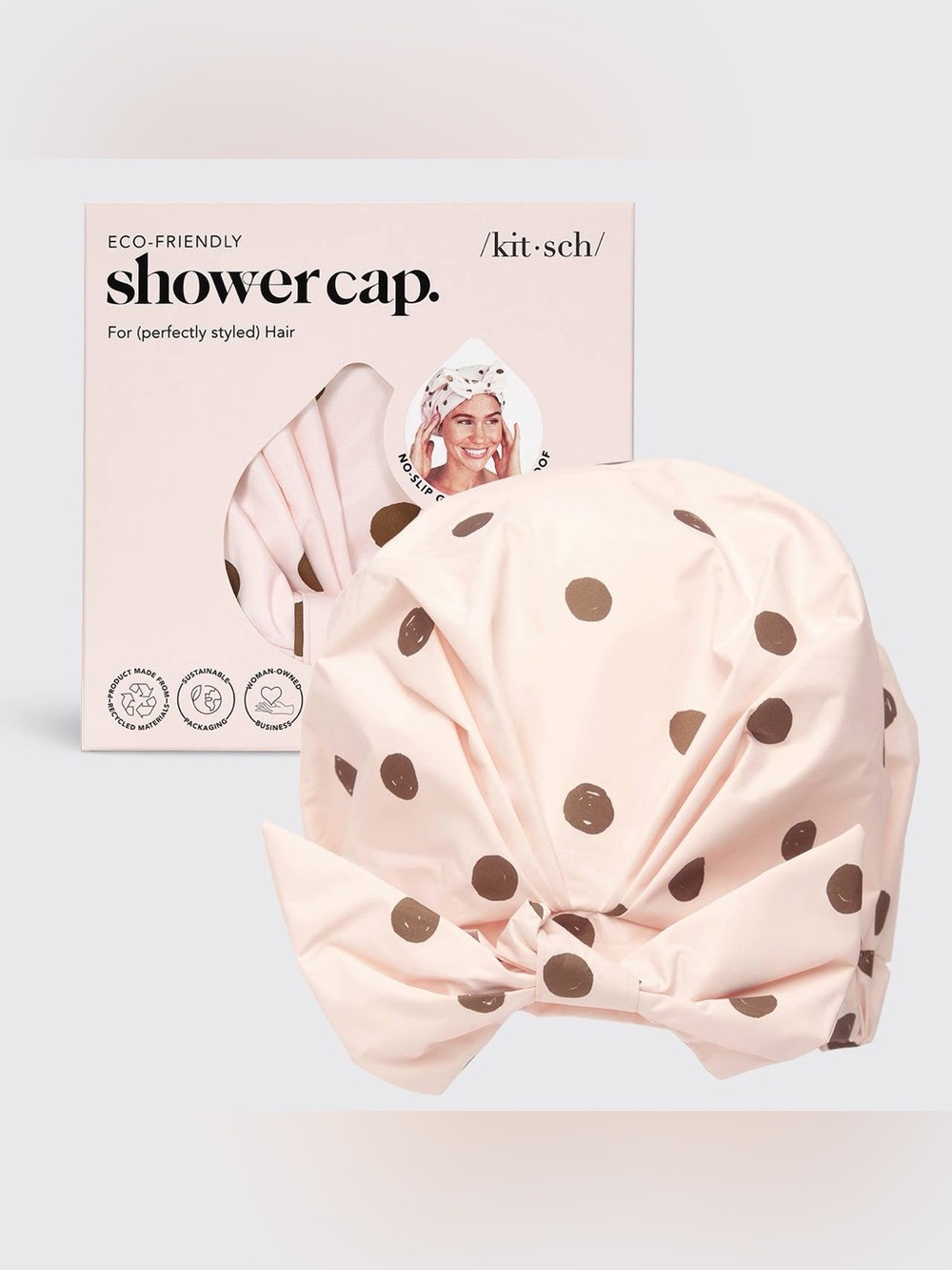 Kitsch Blush Dot Luxury Shower Cap